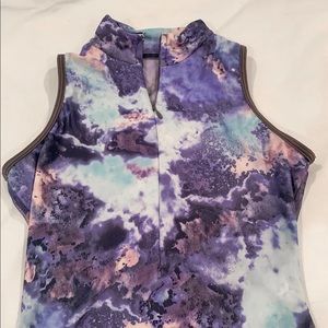 multicolor mock neck leotard